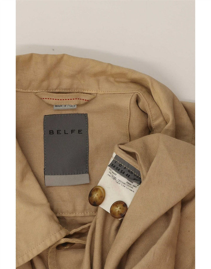 Belfe Mens Utility Jacket UK 44 2XL Beige Cotton