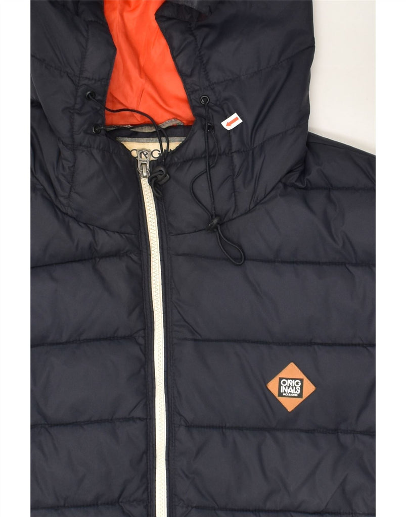 JACK & JONES Mens Hooded Padded Jacket UK 44 2XL Navy Blue Nylon | Vintage Jack & Jones | Thrift | Second-Hand Jack & Jones | Used Clothing | Messina Hembry 