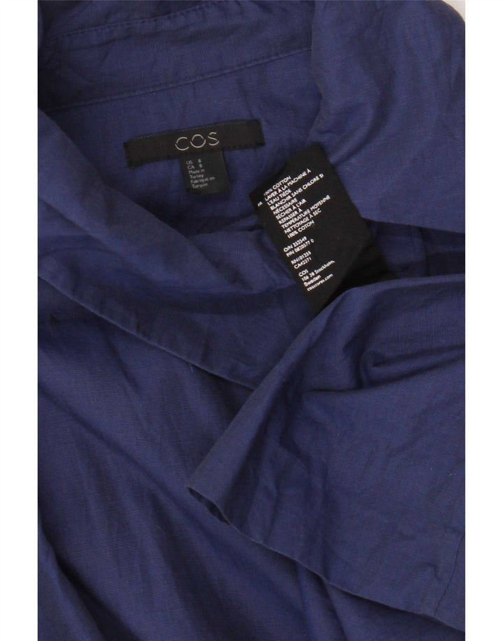 Cos Womens 3/4 Sleeve Blouse Top UK 8 Small Navy Blue Cotton