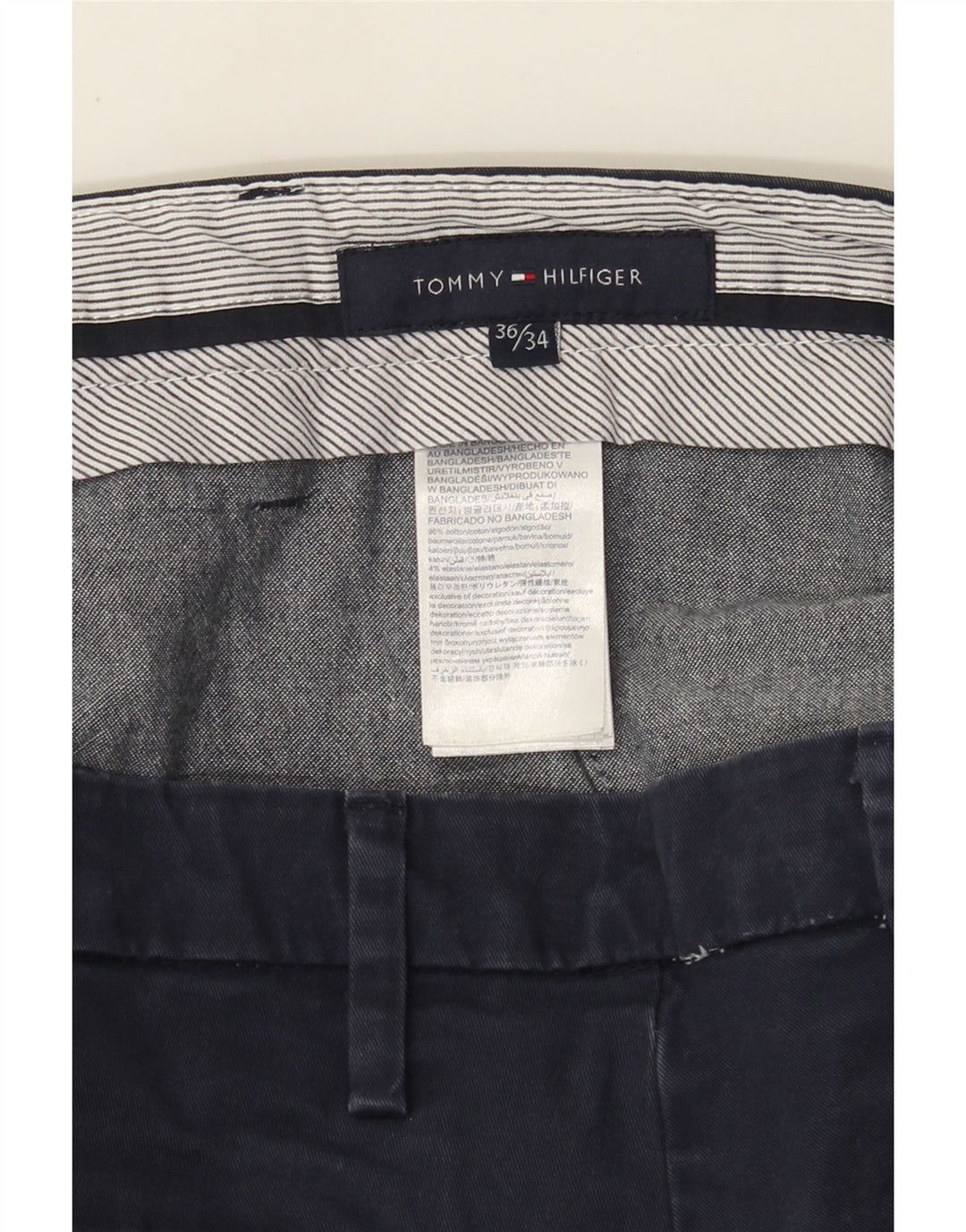 Tommy Hilfiger Mens Slim Chino Trousers W36 L34 Navy Blue Cotton