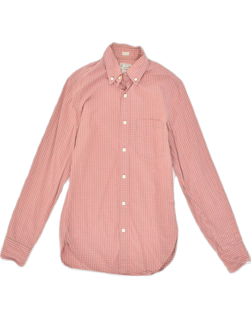 J. CREW Mens Slim Fit Shirt XS Pink Gingham Cotton | Vintage J. Crew | Thrift | Second-Hand J. Crew | Used Clothing | Messina Hembry 