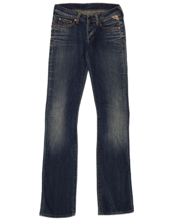 Replay Womens Slim Bootcut Jeans W25 L32 Blue Cotton