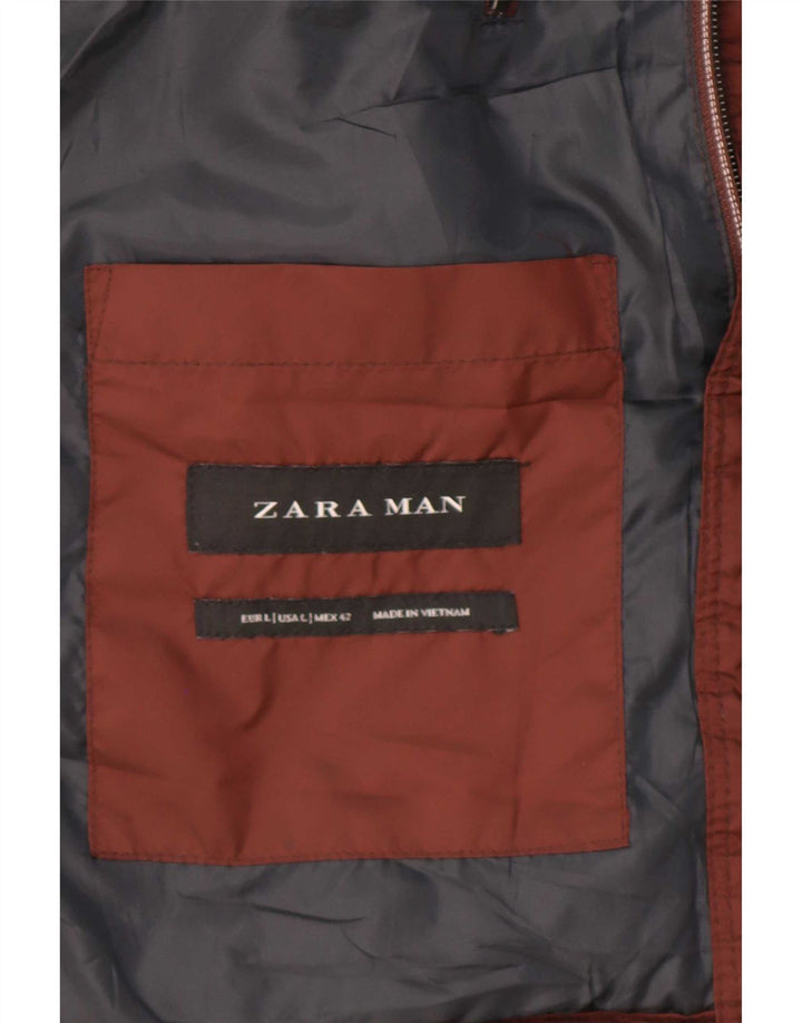 Zara Mens Padded Gilet UK 40 Large Brown