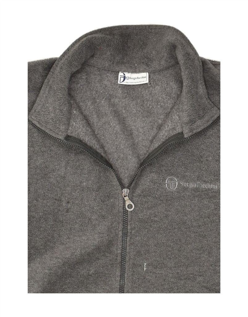 SERGIO TACCHINI Mens Fleece Jacket UK 38 Medium Grey Polyester | Vintage Sergio Tacchini | Thrift | Second-Hand Sergio Tacchini | Used Clothing | Messina Hembry 
