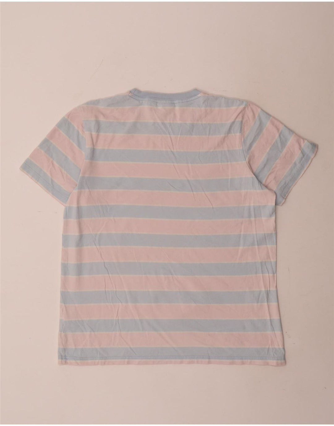 Adidas Mens T-Shirt Top Large Pink Striped Cotton