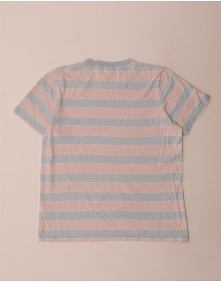 Adidas Mens T-Shirt Top Large Pink Striped Cotton