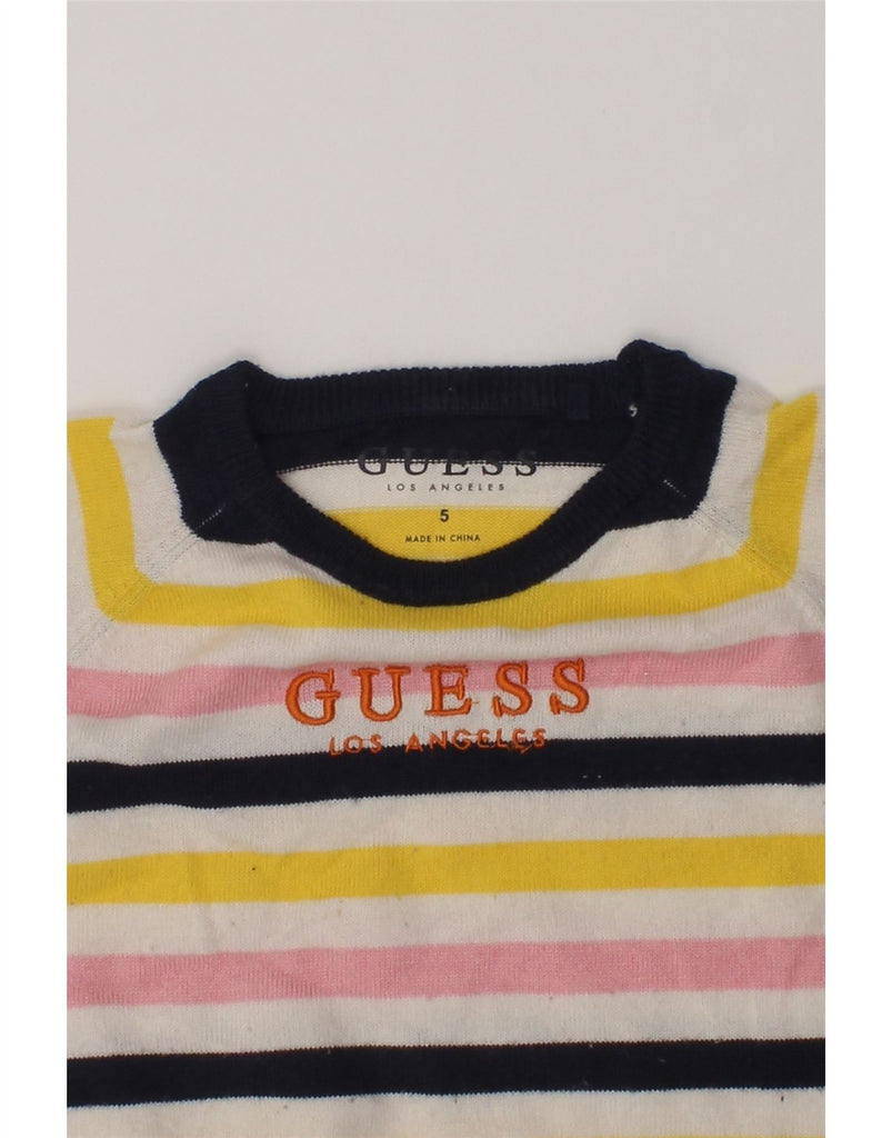 GUESS Girls Graphic Crew Neck Jumper Sweater 4-5 Years Multicoloured | Vintage Guess | Thrift | Second-Hand Guess | Used Clothing | Messina Hembry 