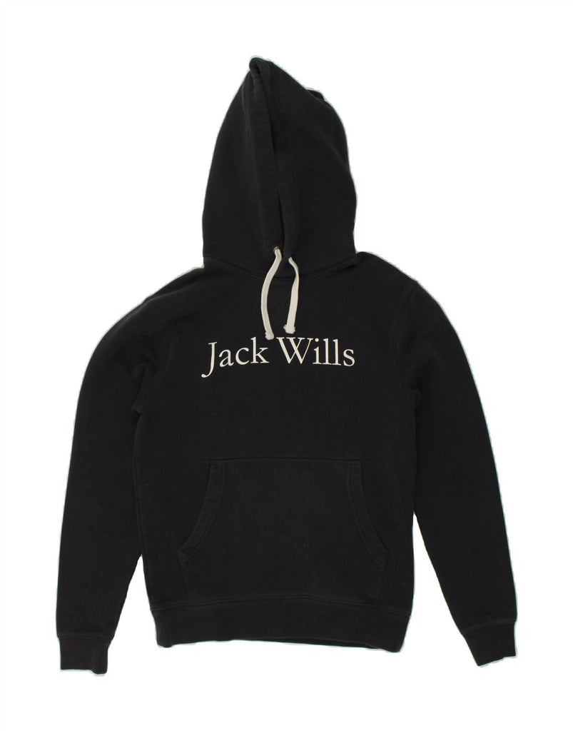 JACK WILLS Mens Graphic Hoodie Jumper XS Navy Blue Cotton | Vintage Jack Wills | Thrift | Second-Hand Jack Wills | Used Clothing | Messina Hembry 