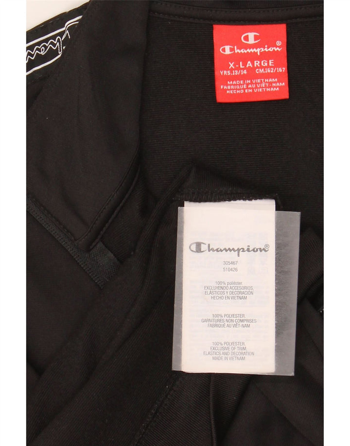 Champion Boys Graphic Tracksuit Top Jacket 13-14 Years XL Black Polyester
