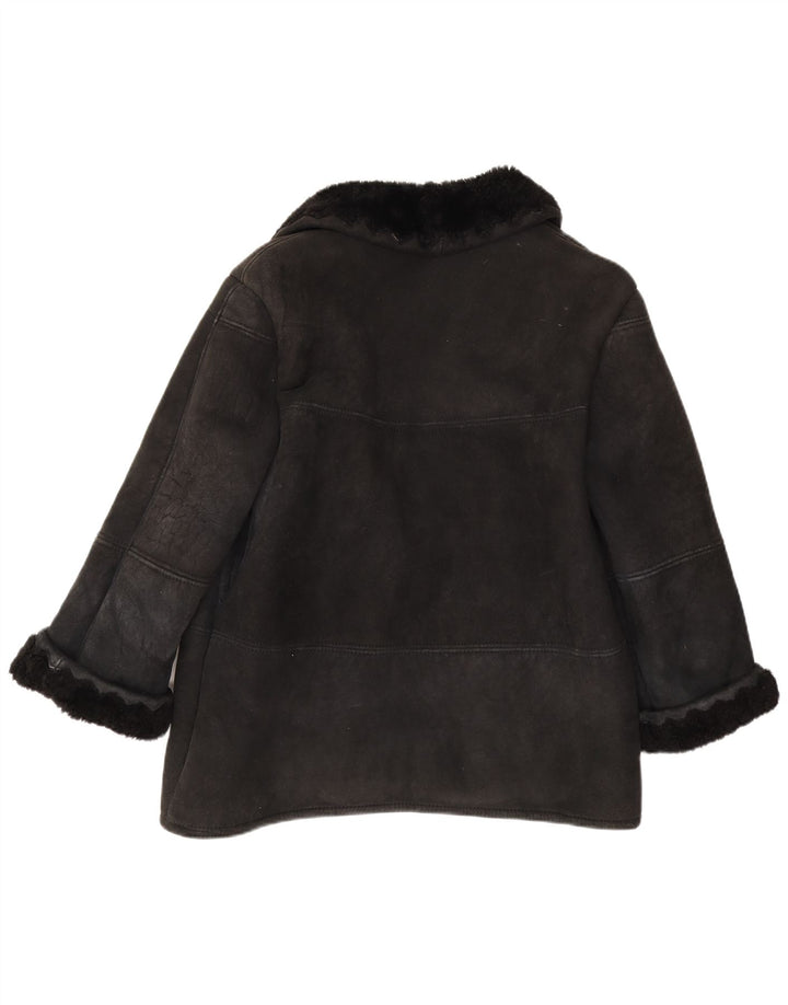 Vintage Womens Shearling Jacket IT 44 Medium Black Shearling