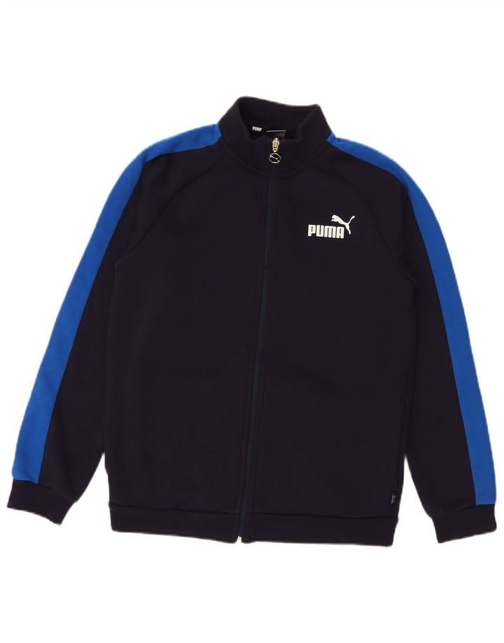 PUMA Boys Tracksuit Top Jacket 13-14 Years Navy Blue Cotton