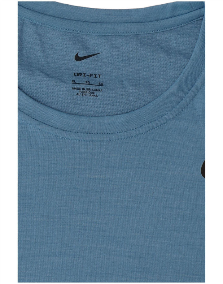 Nike Mens Dri Fit T-Shirt Top XL Blue Polyester