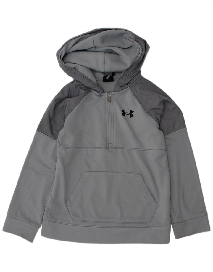 Under Armour Boys Hoodie Jumper 6-7 Years Grey Colourblock Polyester
