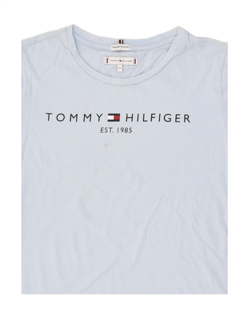 TOMMY HILFIGER Girls Graphic T-Shirt Top 11-12 Years Blue Cotton | Vintage Tommy Hilfiger | Thrift | Second-Hand Tommy Hilfiger | Used Clothing | Messina Hembry 