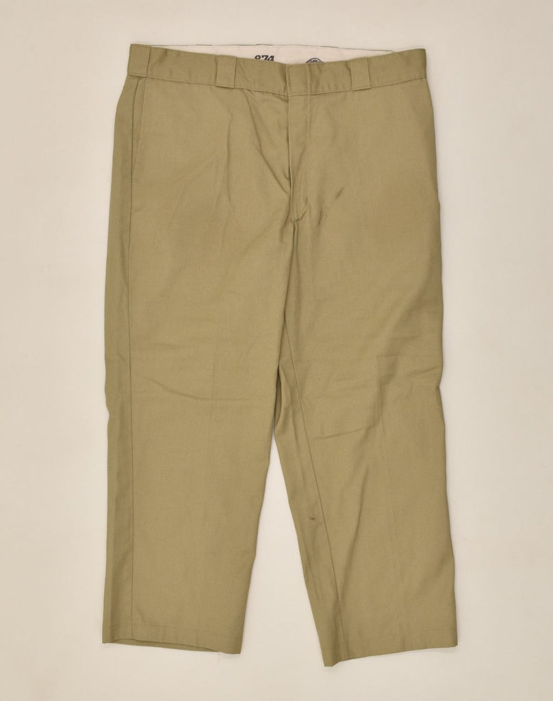 DICKIES Mens Original Fit Straight Casual Trousers W38 L28 Khaki Polyester | Vintage Dickies | Thrift | Second-Hand Dickies | Used Clothing | Messina Hembry 