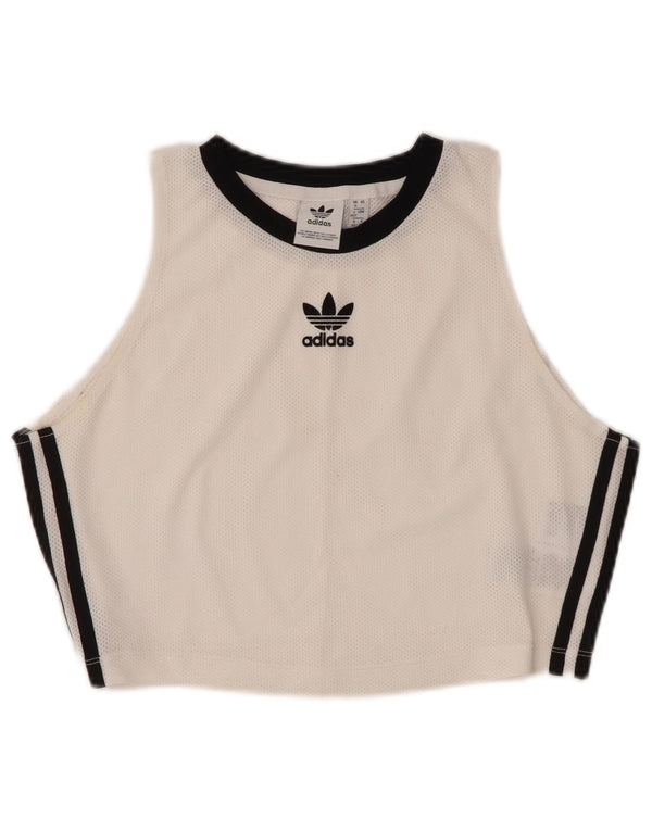 ADIDAS Womens Crop Vest Top UK 16 Large White Polyester