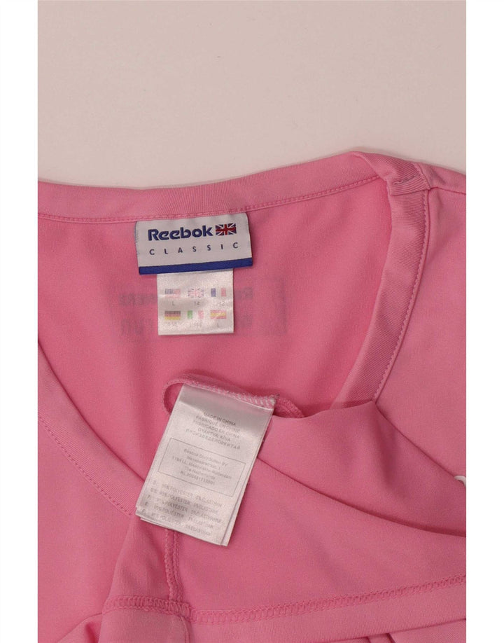 Reebok Womens Short Sleeve Graphic T-Shirt Top UK 14 Medium Pink Polyester