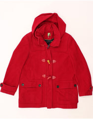 JOULES Womens Hooded Duffle Jacket UK 16 Large Red Polyamide