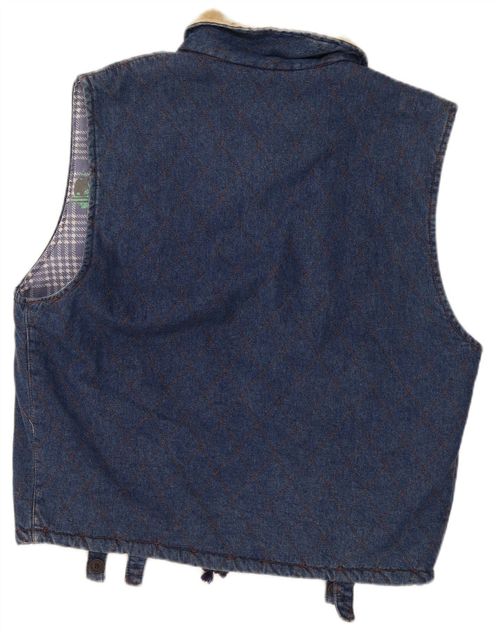 POP 84 Mens Denim Gilet UK 42 XL Blue Geometric
