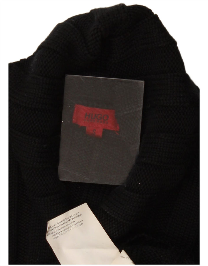 Hugo Boss Womens Roll Neck Jumper Sweater UK 8 Small Black Wool