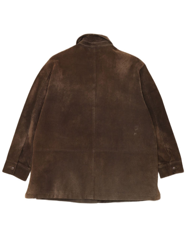 ELENA MIRO Womens Oversized Suede Jacket UK 14 Large Brown Leather