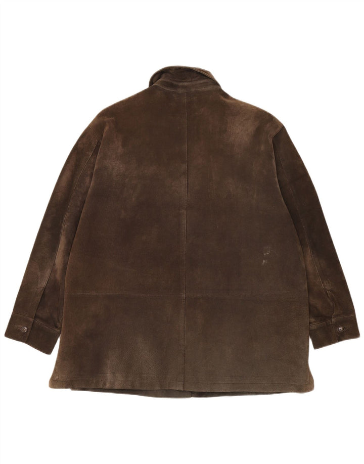 ELENA MIRO Womens Oversized Suede Jacket UK 14 Large Brown Leather