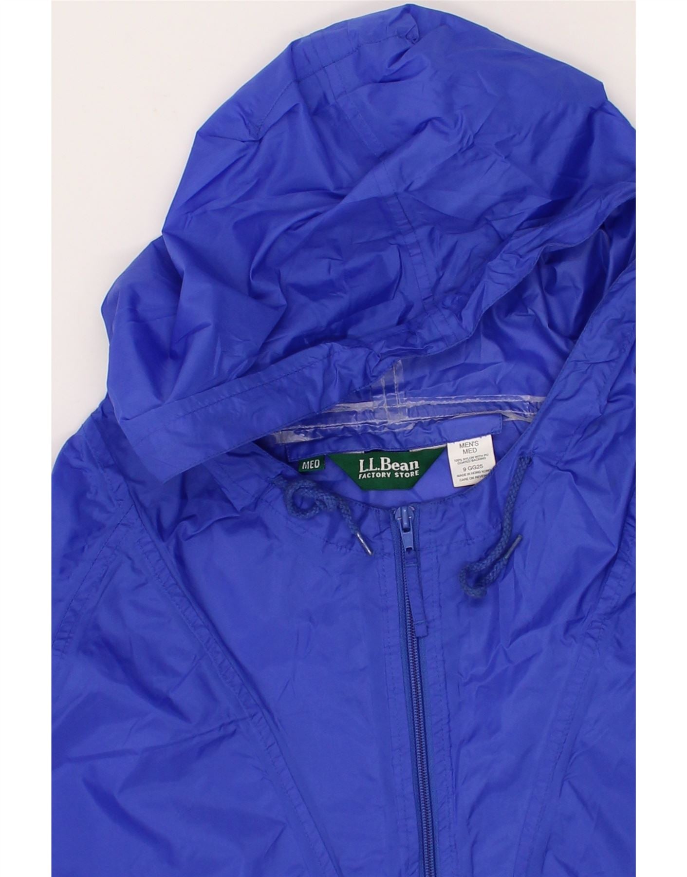 L.L.BEAN Mens Pullover Hooded Rain Jacket UK 38 Medium Blue Nylon