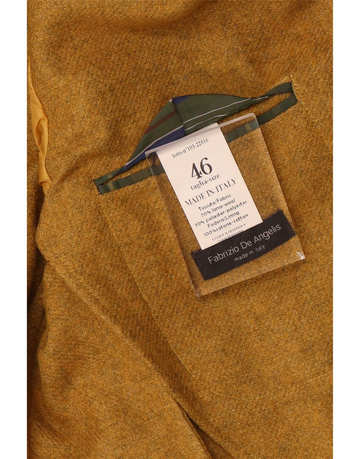 Vintage Mens 3 Button Blazer Jacket IT 46 Small Yellow Wool