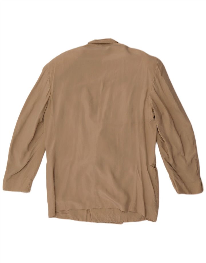 Pal Zileri Mens Double Breasted Blazer Jacket IT 50 Large Beige Silk