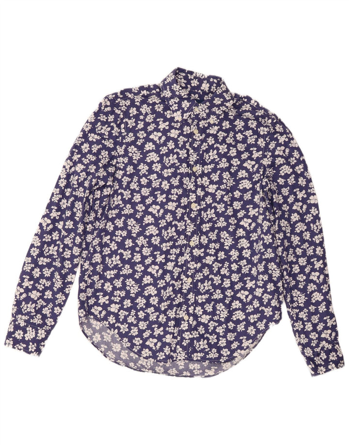Ralph Lauren Womens Shirt US 8 Medium Navy Blue Floral Cotton