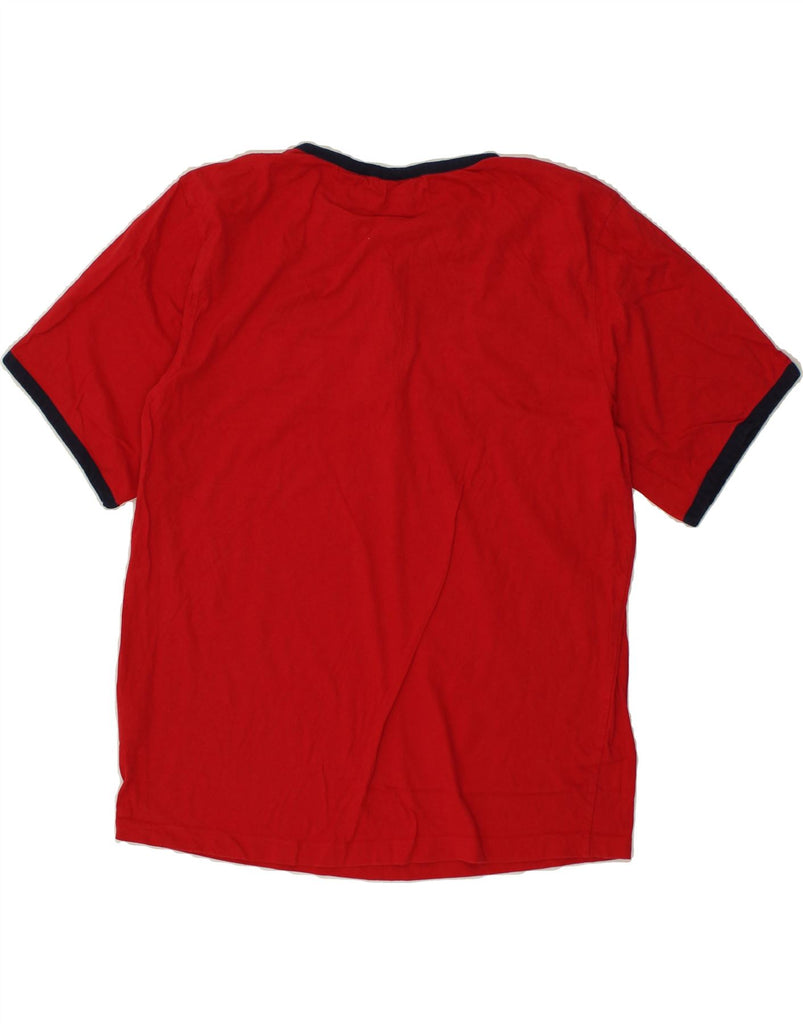 FILA Mens Graphic T-Shirt Top 2XL Red Colourblock Cotton | Vintage Fila | Thrift | Second-Hand Fila | Used Clothing | Messina Hembry 