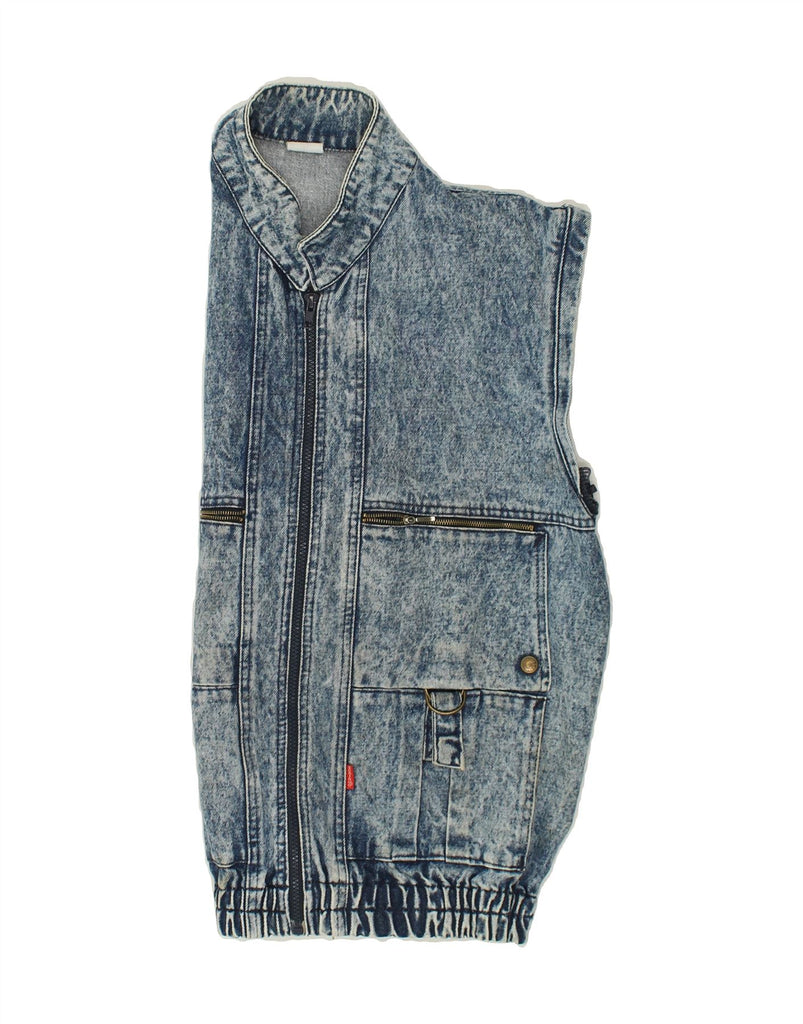 VINTAGE Mens Denim Gilet UK 38 Medium Blue | Vintage Vintage | Thrift | Second-Hand Vintage | Used Clothing | Messina Hembry 