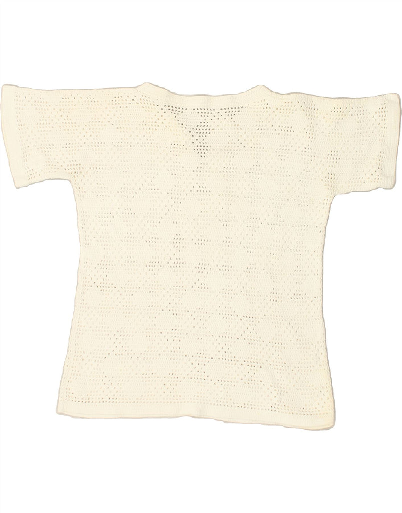 VINTAGE Womens Crochet Blouse Top UK 16 Large White | Vintage Vintage | Thrift | Second-Hand Vintage | Used Clothing | Messina Hembry 