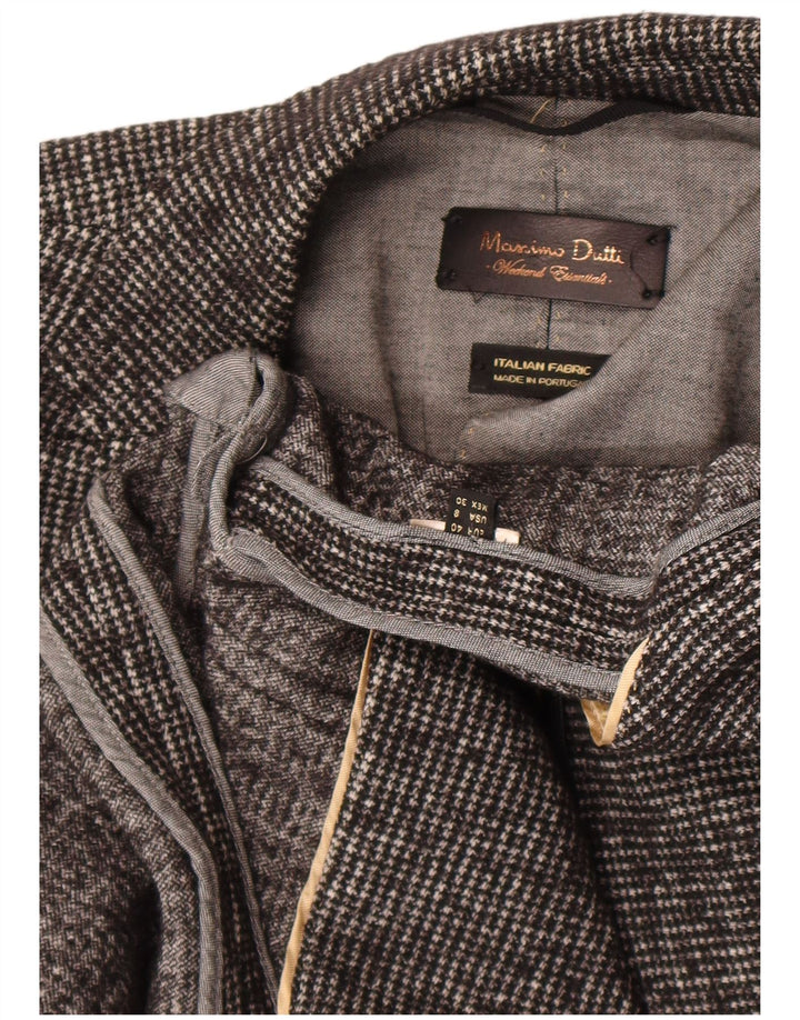 Massimo Dutti Womens 1 Button Blazer Jacket EU 40 Medium Grey Houndstooth