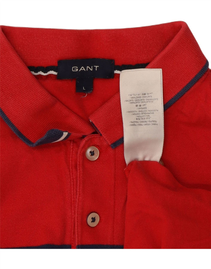 Gant Mens Polo Shirt Large Red Colourblock Cotton