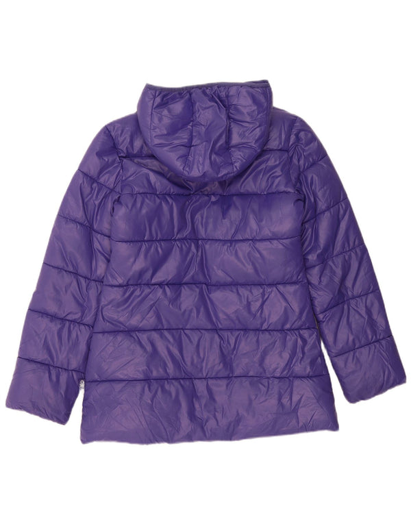 BENETTON Girls Hooded Padded Jacket 11-12 Years 2XL Purple Polyester
