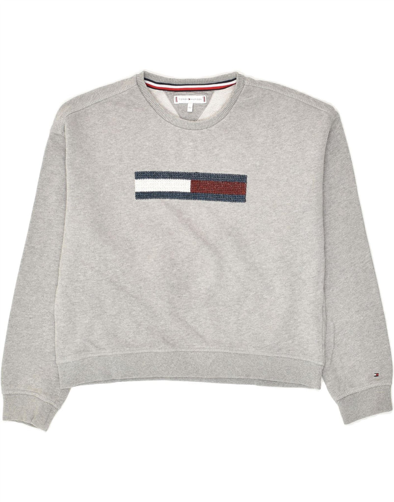 TOMMY HILFIGER Boys Graphic Sweatshirt Jumper 11-12 Years Grey Cotton | Vintage Tommy Hilfiger | Thrift | Second-Hand Tommy Hilfiger | Used Clothing | Messina Hembry 