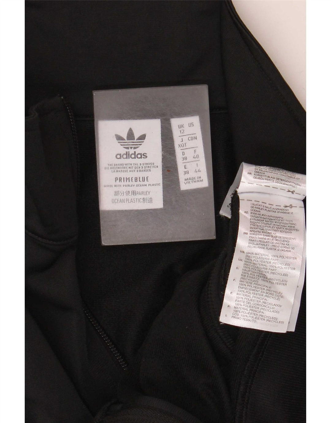 Adidas Womens Crop Tracksuit Top Jacket UK 12 Medium Black Polyester
