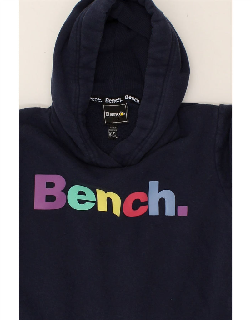 BENCH Boys Graphic Hoodie Jumper 13-14 Years Navy Blue Cotton | Vintage Bench | Thrift | Second-Hand Bench | Used Clothing | Messina Hembry 