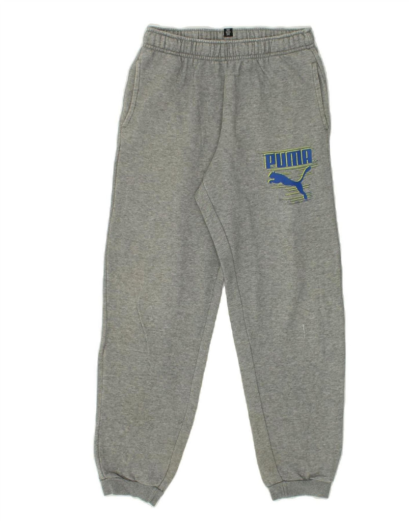 PUMA Boys Graphic Tracksuit Trousers Joggers 12-13 Years Grey | Vintage Puma | Thrift | Second-Hand Puma | Used Clothing | Messina Hembry 