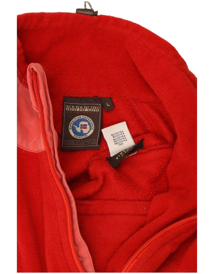 Napapijri Womens Fleece Jacket UK 16 Large Red Polyester