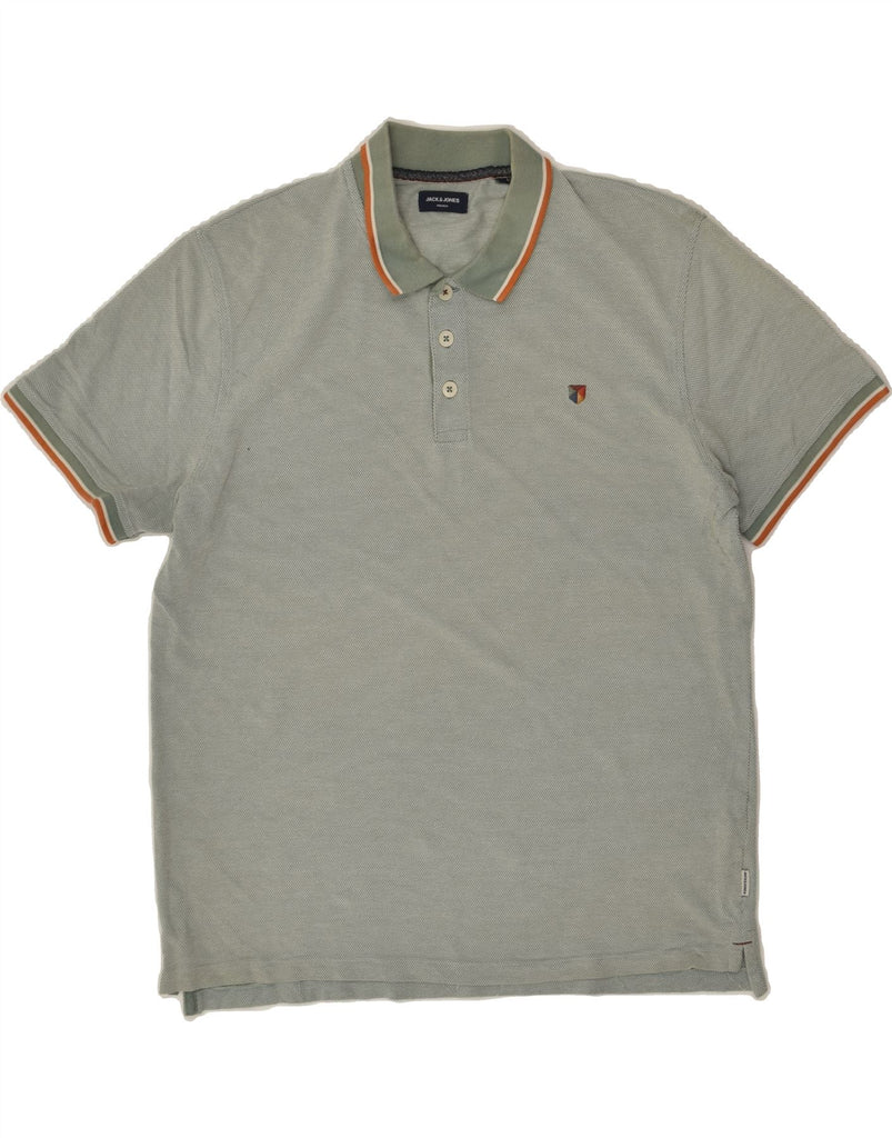 JACK & JONES Mens Premium Polo Shirt XL Grey Cotton | Vintage Jack & Jones | Thrift | Second-Hand Jack & Jones | Used Clothing | Messina Hembry 