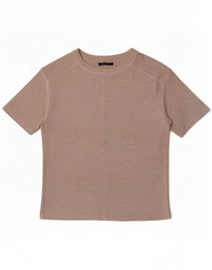 Marks & Spencer Womens T-Shirt Top UK 12 Medium Beige Viscose