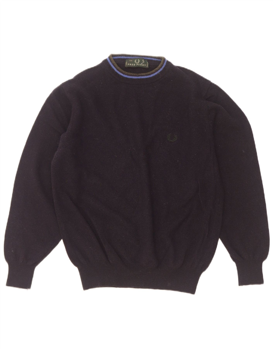 Fred Perry Womens Turtle Neck Jumper Sweater UK 16 Large Navy Blue Wool