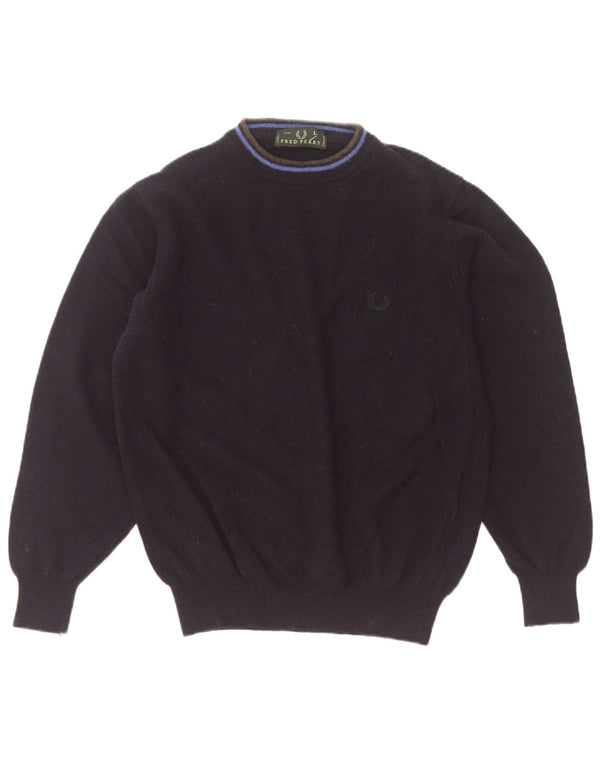 Fred Perry Womens Turtle Neck Jumper Sweater UK 16 Large Navy Blue Wool