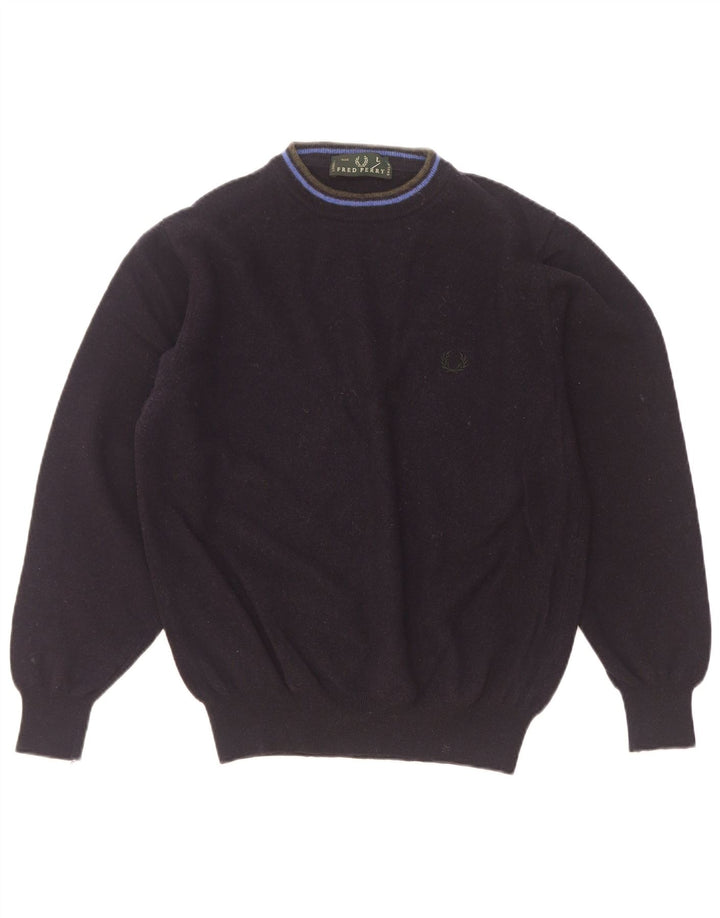 Fred Perry Womens Turtle Neck Jumper Sweater UK 16 Large Navy Blue Wool