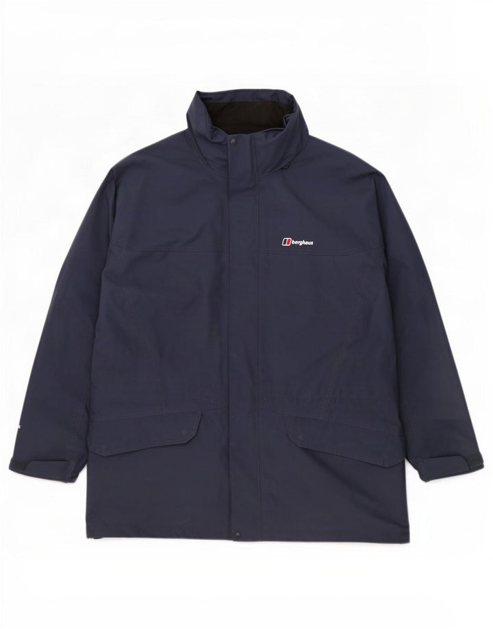 Berghaus Mens Hooded Raincoat UK 42 XL Navy Blue Polyester