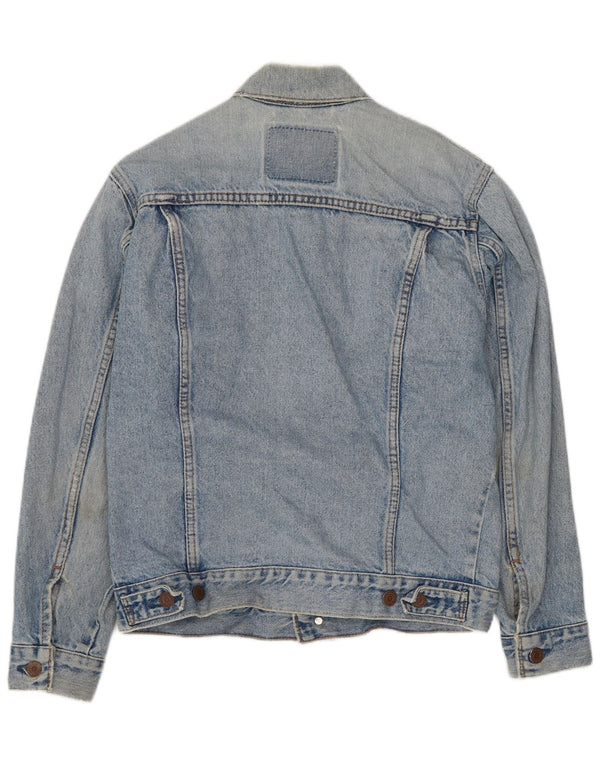 LEVI'S Womens Crop Denim Jacket UK 14 Large Blue Cotton