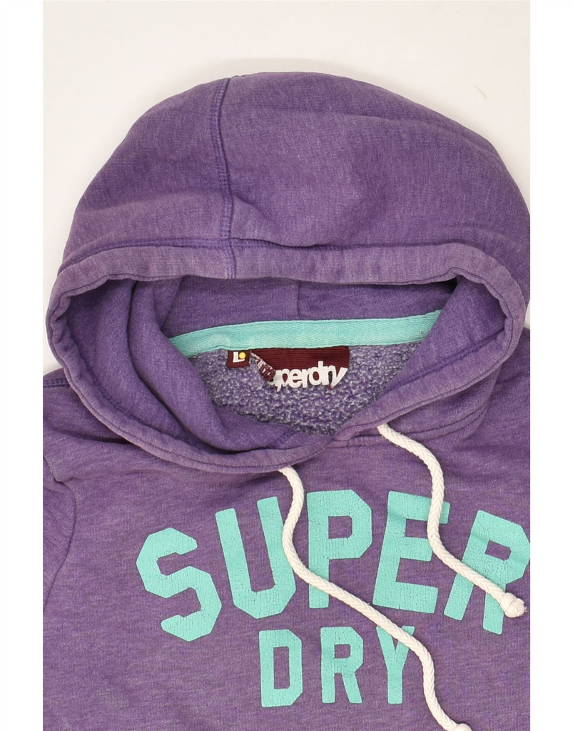 SUPERDRY Womens Graphic Hoodie Jumper UK 14 Large Purple Cotton | Vintage Superdry | Thrift | Second-Hand Superdry | Used Clothing | Messina Hembry 