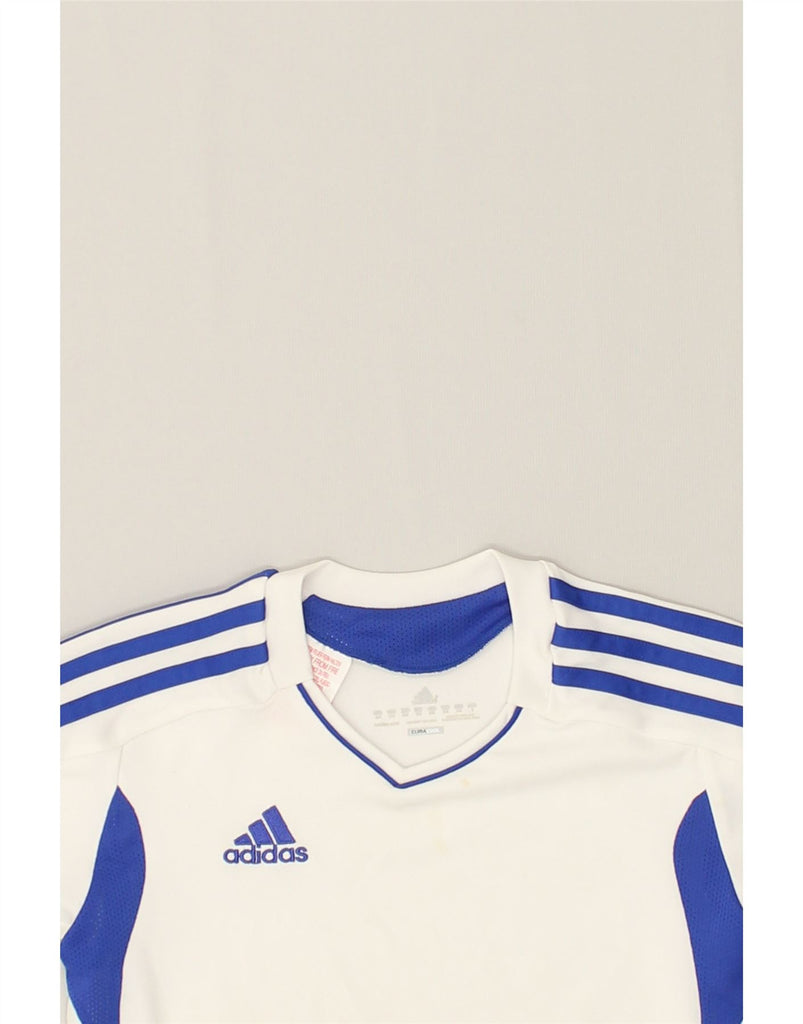 ADIDAS Boys T-Shirt Top 5-6 Years White Colourblock Polyester | Vintage Adidas | Thrift | Second-Hand Adidas | Used Clothing | Messina Hembry 